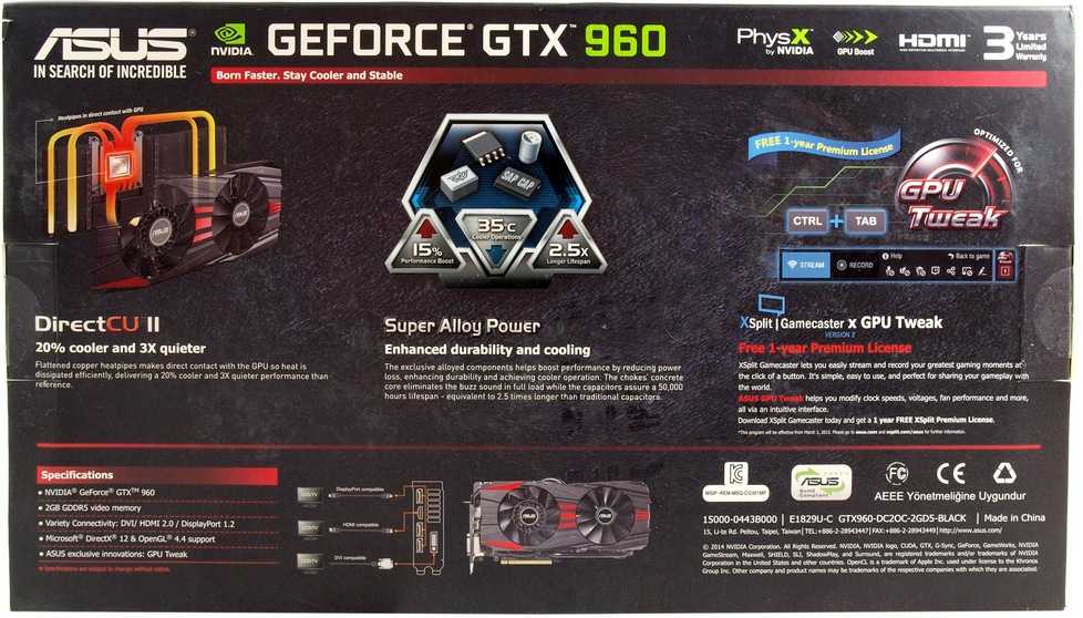 Видеокарта asus geforce® gtx 960 oc turbo 4 гб gddr5 (turbo-gtx960-oc-4gd5) — купить, цена и характеристики, отзывы